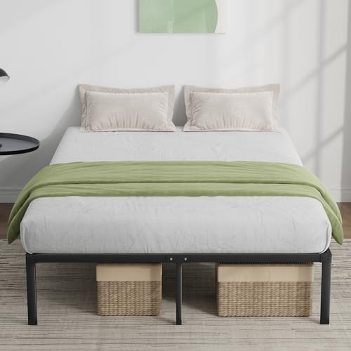 Novilla Bettgestell 120 x 200 cm, Metallbett mit Metall Lattenrosrt, Bettgestelle 30,5cm Höhe, Leichte Monrtaghe und Stauraum unter dem Bett, Schwarz