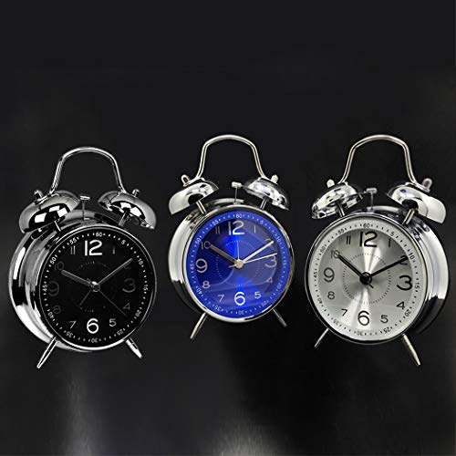 ALEENFOON Reloj Despertador de Doble Campana, de Metal, Pulgadas, Retro, Vintage, para mesita de Noche, silencioso, analógico, de Cuarzo, para Personas Que Duermen Pesadas, para el hogar (Azul) - imagen 6