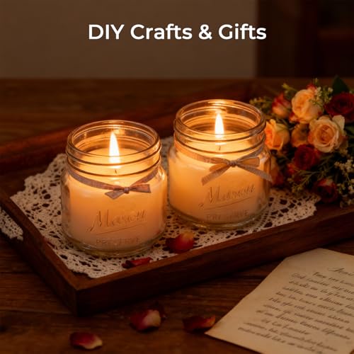 CycleMore 8oz 12 Pack Mason Jars with Silver Metal Lids, Embossed Design Canning Jars, Clear Glass Storage Jars for for Gifts, Jam, Pickling, Crafts, Wedding Favors & Home Decor