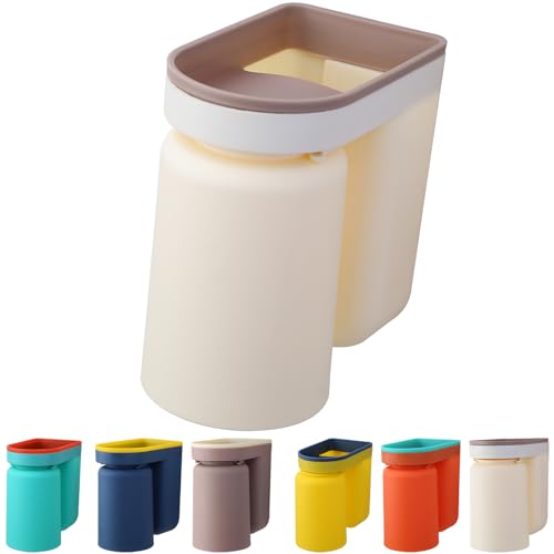 Soporte para cepillos de Dientes de Pared con Taza, Soporte para cepillos de Dientes de plástico 2 en 1 y Taza de Enjuague bucal, diseño de Pared invertido, Apto para baño (Beige)