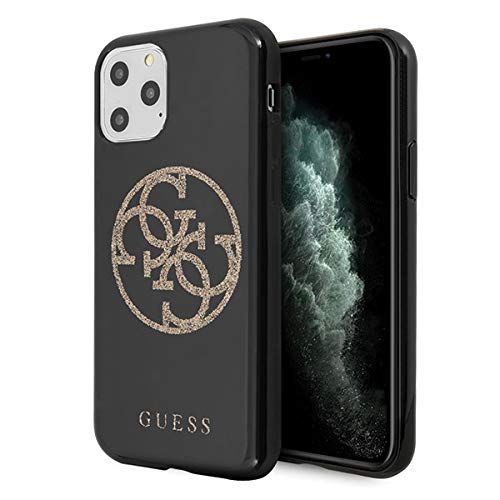 Coque iPhone 11 Pro Guess pailletée noire avec logo circulaire