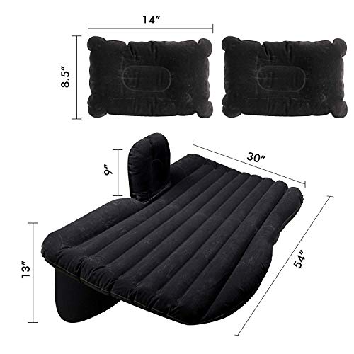 Image of Car Bed Sofa With Air Pump, 2 Air Pillows & Repair Kit |Quick Inflatable| Car Back Seat Bed for Baby, Kids, Travel, Camping, Pool Beach Universal Fit Car Bed Mattress Sleeping & Enjoyment (Black)