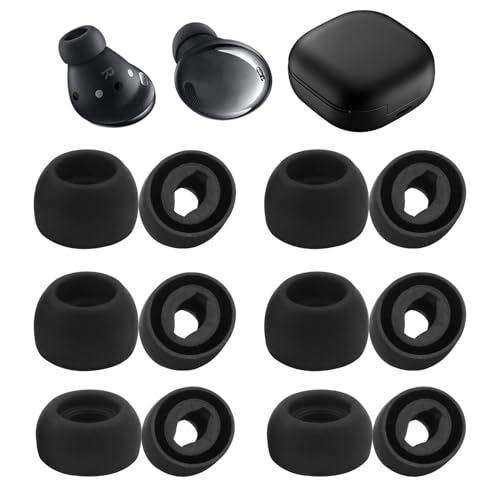 6 Pairs Replacement Ear Tips for Galaxy BudsPro, Black Silicone Earbuds Cap Compatible with Samsung SM-R190 Non-Slip Rubber Eartips Earplugs with Filters Noise Reduction Earplugs(S/M/L)