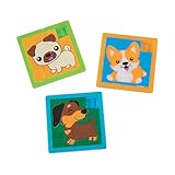 Fun Express Cute Dog Slide Puzzle - Fun & Engaging Educational Toy for Kids Improves Cognitive Skills Problem-Solving & Hand-Eye Coordination - Ideal for Learning Play & Development - 12 Pieces