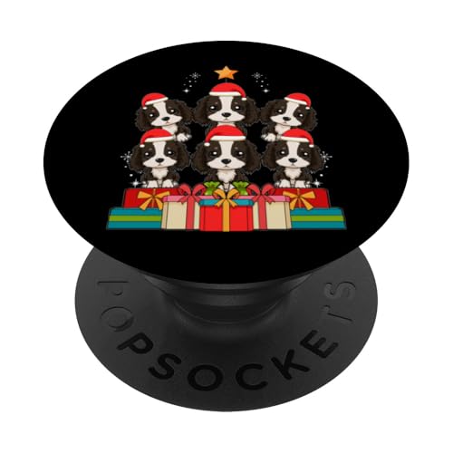 Árbol de Navidad con diseño de Perro Springer Spaniel inglés PopSockets PopGrip Adhesivo