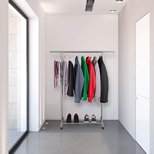 Portant à vêtements à roulettes extensible en acier argent Relaxdays