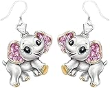 Pendientes bonitos para mujer con colgante de elefante con colgantes de tachuelas con o