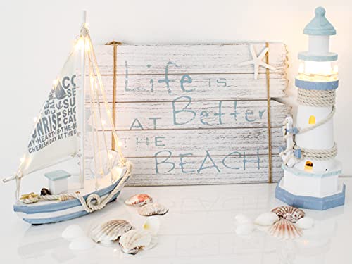 Selldorado® Segelschiff Deko mit Licht - Baddekoration 29 x 21 cm - Deko Ostsee aus Holz - Maritime Dekoration für Bad… – Bild 5