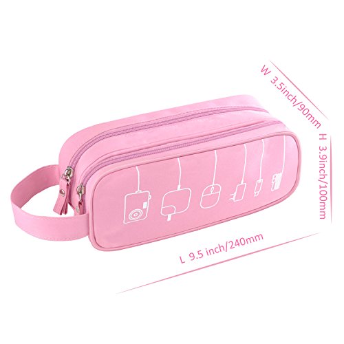 Universal Cable Cord Holder Organizer/Electronics Accessories Case Healthcare & Grooming Kit USB Drive Shuttle-an All in One Travel Organizer (Pink)