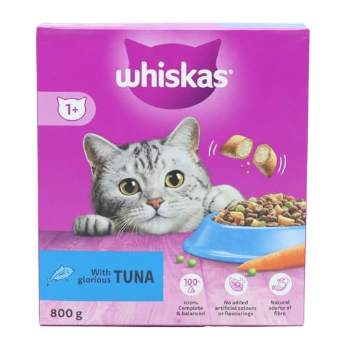 Image of Whiskas 1+ Tuna Pack of 1 x 800g Bags | Adult Cat Dry Food for Healthy Coat, Strong Teeth and Vitality | Complete Balanced Nutrition with Omega 6 and Zinc | Crunchy Kibble with Soft Meaty Centre**