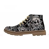 FIRST DANCE Shoes Mens Cool Skull Boots Skull Shoes for Men Skeleton Print Black Ankle Men Black...