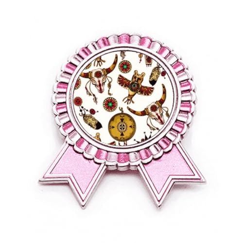 Broche totem animal indien, médaille traditionnelle rose en métal à offrir en cadeau