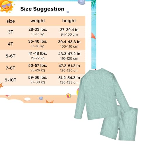 Traje de baño verde para niños que protege la piel del sol en la piscina 3