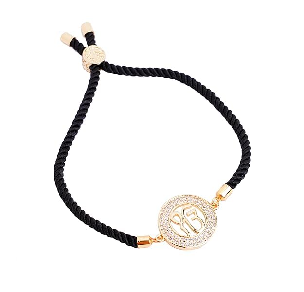 STRIPES® essentials ek Onkar Charm With Crystal Bracelet Jewellery With Black String Handmade Adjustable Rope Cord Thread | Stylish Bracelets Trendy Jewellery Gift For Women Gift For Girls (Golden) (B0CS6G5582) Amazon Price History, Amazon Price Tracker