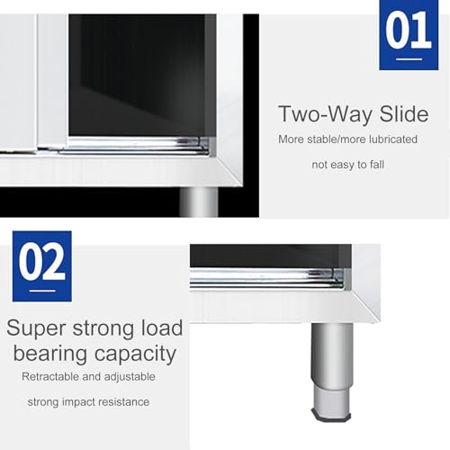 Tavolo da Preparazione Regolabile in Acciaio Inox Resistente - Versatile postazie Commerciali, Ideale per la Preparazione di Alimenti in ristoranti, Case e Hotel, 80 * 40 * 80 cm/31,4 * 15,7