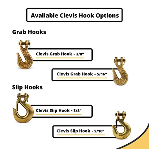 Dc Cargo Mall G70 5/16 Chain Hook – Heavy Duty Clevis Grab Hook For 5/16 Inch Grade 70 Chain - For Trailer Truck Transport - 4,700 Lbs, 4-Pack #TOP6
