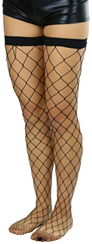 Image of ToBeInStyle Women's Vibrant Large Net Fishnet Thigh High Elastic Nylon Novelty Stockings