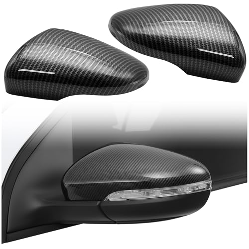 TOPUS Carbon Fiber Look Side Mirror Covers, OE Style Rearview Mirror Caps Replacement for VW Golf MK6 GTI GTD R 2009-2013, for Touran 2010-2014, replaces 5K0857537 5K0857538, Pair