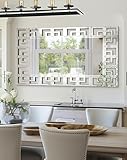 Artloge Decorative Mirror for Wall: 120x70 cm Rectangular Large Silver Vanity with Beveled Glass Grecian Venetian Frame Edge Home Art Modern Accent Decor Bathroom Bedroom Living Room