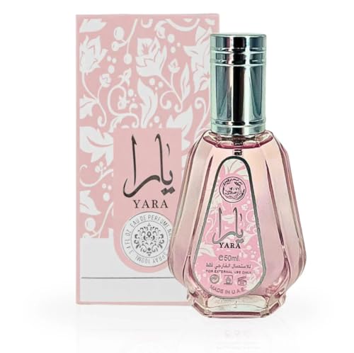 Perfume Yara Eau de Parfum 50 ml, Perfume Árabe para Mujer de Larga Duración, Fragancia Dulce y Acaramelada con Notas Florales y Frutales, Formato Ideal para Llevar en el Bolso o de Viaje (Yara 50ml)