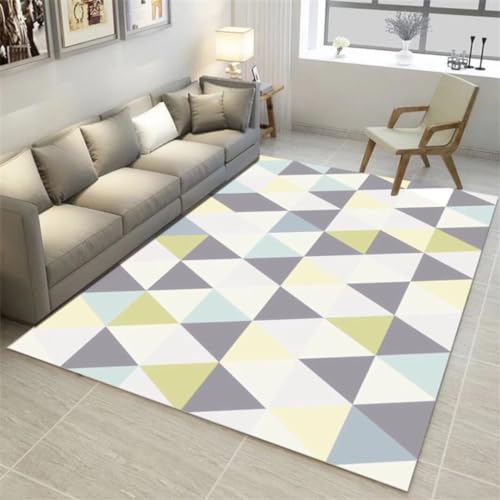 Alfombra para niños con alegre patrón triangular amarillo para dormitorio de 40x60 cm 2