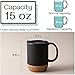 DOWAN Coffee Mugs, 15 oz Mug Set of 2, Large Ceramic Coffee Mug with Cork Bottom and Spill Proof Lid for Mom Dad, Big Mug for Latte Tea, Matte Grey