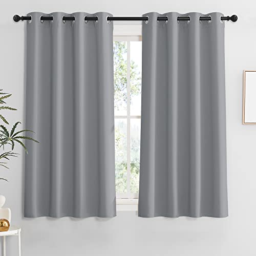 RYB HOME Blackout Curtains Thermal Insulated Grommet Drapes for Bedroom (2 Panels, W46 x L54 inches, Light Grey)