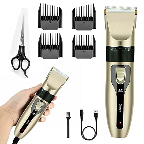 Cortapelos inalámbricos recargables para hombres, mujeres, mascotas, con 4 peines de montaje para hombres, corte de pelo, barba, patillas, cabras, cortapelos profesionales con tijeras Cover