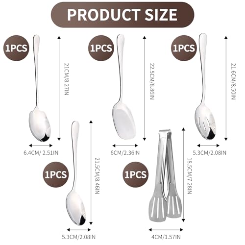 4 PCS Serving Spoon Set, Stainless Steel Serving Spoons Large, Serving Spoons Set with a 3-Wire Clip, Long Handle Table Spoons for Serving Kitchen Cooking Restaurant Banquet - Image 3
