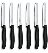 Victorinox 6-Piece Wavy Edge Steak and Tomato Knife, Round Tip, Black, 6.7833.6