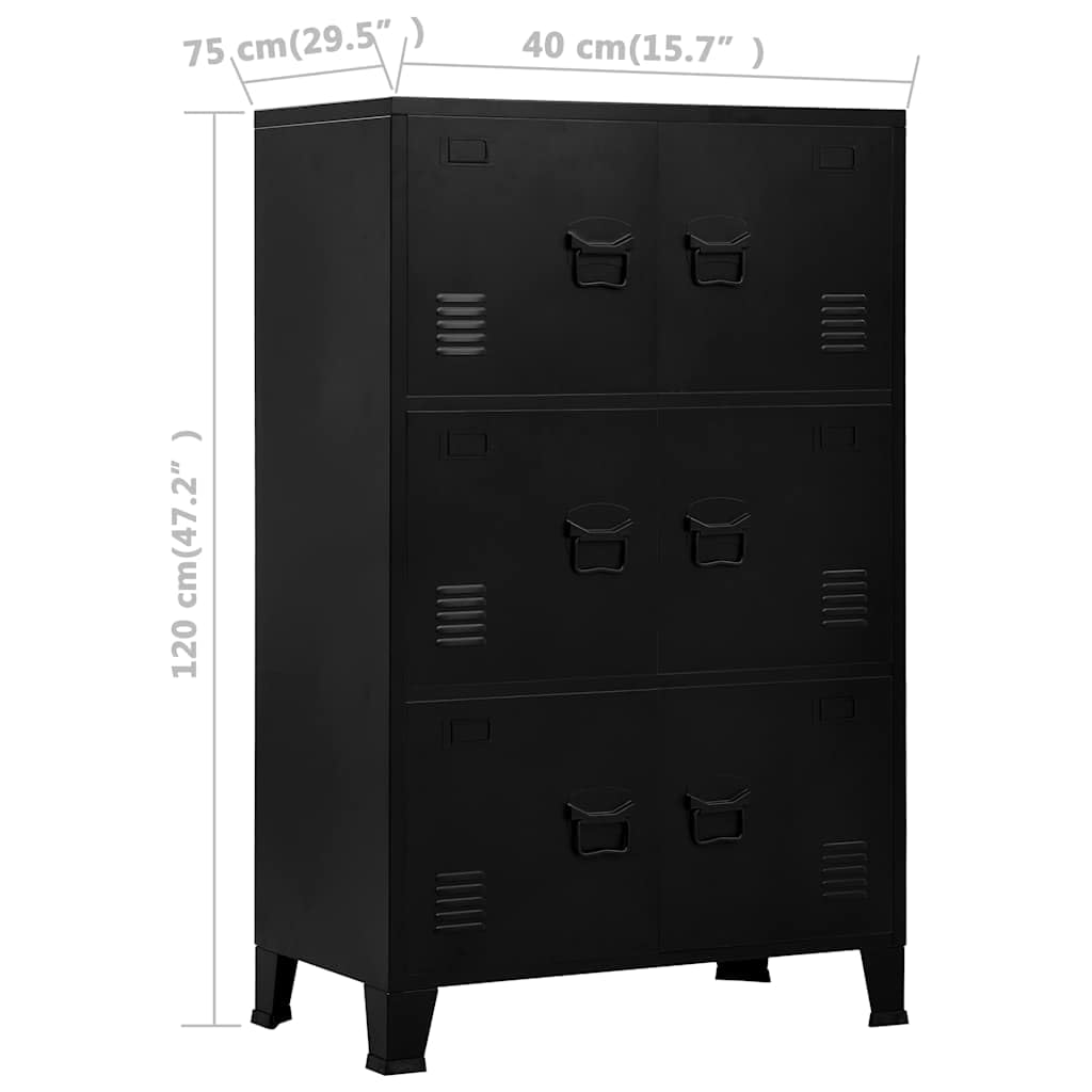Meble Przedmiot dom Przemysłowa skrzynia magazynowa czarna 75x40x120 cm Stalowe wyposażenie