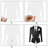 12Pcs Glitter Black Tuxedo Centerpiece Sticks Men's Suit Centerpiece for Table Bridal Shower Party Decorations for Father's Day Bride Groom Engagement Wedding Bridal Shower Party Supplies