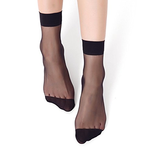 Eralove 10 Pairs Women's Nylon Ankle Short Sheer Socks(Black)