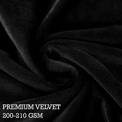Image of HOKIPO Original Velvet Wingback Chair Cover, Stretch Fitted, Removable Washable Furniture Protector Slipcover, Black (AR-4761-BLK)