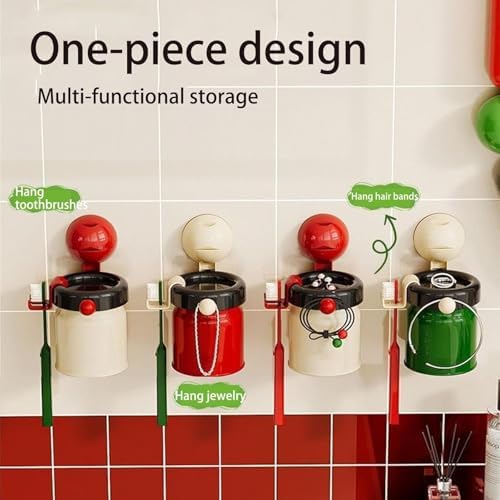 ドリル不要のマグネット式歯ブラシ棚 &ndash; 省スペースの球形マウスウォッシュカップ吸引吊り下げホルダー収納ラック
