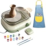 Zenselect Töpferscheibe, 200R/min Elektrisch Pottery Wheel mit Schürze, 17.5cm Drehteller Tonmaschine mit Waschbecken und Schubladen, Stufenlose Geschwindigkeitsanpassung für DIY Bastelprojekte
