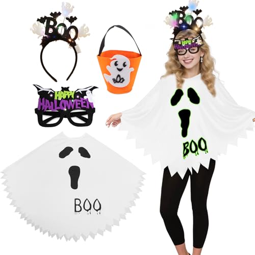 Cape de citrouille Halloween femme avec chapeau et lunettes de cosplay