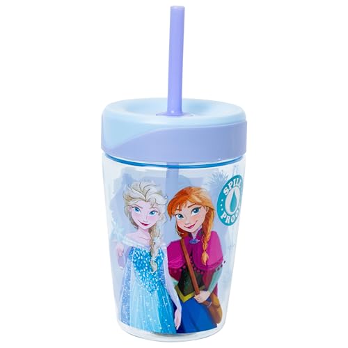 Silver Buffalo Disney Frozen Elsa Anna and Olaf Spill Proof Tumbler with Straw 17.5 Ounces