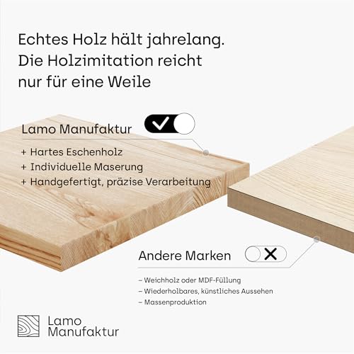 LAMO Manufaktur Holzplatte rund 50 cm aus Naturholz | Tischplatte für Couchtisch, Kaffeetisch, Nachttisch | Stärke: 28 mm | Farbe: Dunkel