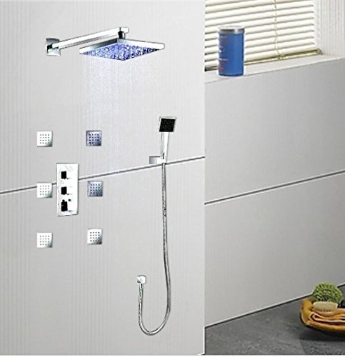 Robinet de douche Gowe thermostatique mélangeur avec tête LED et jets massants