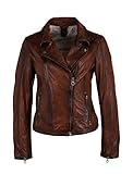 Gipsy Damen Biker Lederjacke Übergangsjacke im Used Look mit Reverskragen - GWFlori LATIMV (XXL, Dark Cognac)