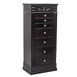 Vasitelan Brown Standing Jewelry Armoire Cabinet Chest with 7 Drawers,Jewelry Box Storage Organizer with Top Flip Mirror, Retro Standing Wood Jewelry Cabinet - Image 2