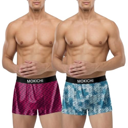 Image of Men's Microfiber Boxer Briefs Pack of 2 | Ultra Soft Stretch Trunks | Moisture-Wicking Breathable Innerwear | Printed Premium Underwear for Men | Comfortable Elastic Waistband