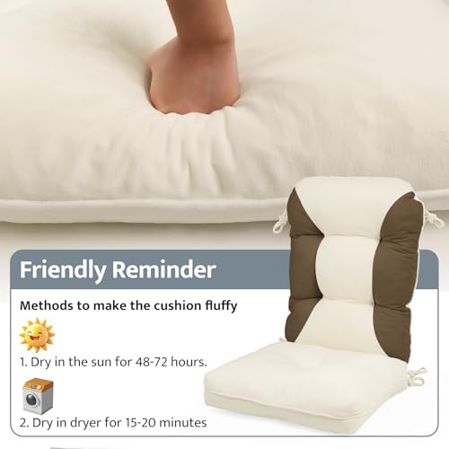 Image of mudilun Rocking Chair Cushion Non-Slip Indoor Adirondack Chair Cushions with Ties Tufted Adirondack Chair Pads for Bedroom Living Room Porch Rocker (Indoor-Brown-White)
