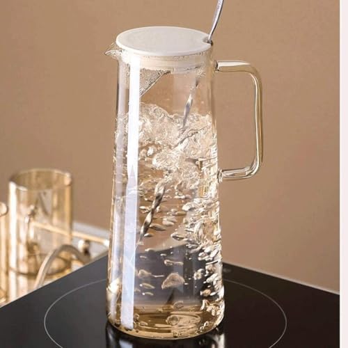 Image of Bellemax Premium Juice and Water Brown Glass Pitcher jug with Lid and 1.8 Liter Style jug with Handle Water, ice Lemon Tea, Milk and Juice Beverage (Brown) (BX-10)