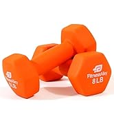 Fitness Alley Neoprene Coated Workout Dumbbells set of 2 – Anti Roll, Non Slip with Smooth Grip F...
