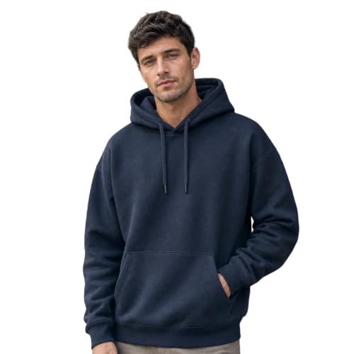 Image of Nobero Heavy Duty Oversized Solid Hoodie for Men | Hoodies for Men | Oversized Fit | Solid Colour | Thick Fleece Fabric | Drawstring Hood