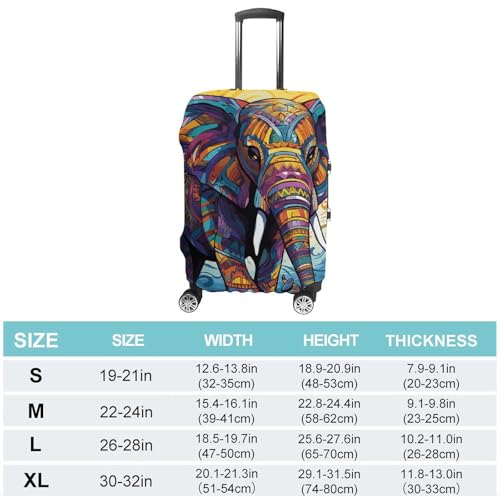 Colorful Elephant Printed Luggage Cover Protector, Fits 18-32 Inch Luggage2