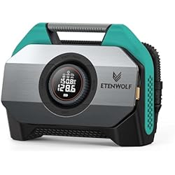ETENWOLF VORTEX S6 Tire Inflator Portable Air Compressor for Heavy-duty Vehicles, Cordless Air Pump for Car & Inflatables with 19200 mAh Battery, 100% Duty Cycle & Dual Cylinder Bike Pump, Dark Cyan