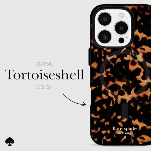 Image of kate spade new york iPhone 16 Pro Case - Tortoise | Compatible with MagSafe - Lightweight Designer Case for iPhone 16 Pro with Anti-Scratch Coating and Speckled Tortoise Design